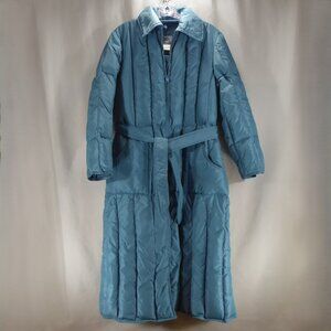 Vintage Great Six Aqua Blue Goose Down Full-Length Maxi Puffer Coat Norway S/M